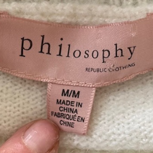 Philosophy White Front Ruffle Sweater Size M - Picture 4 of 7